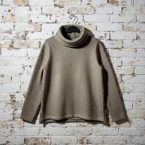 J Crew Women's Beige and White Houndstooth Turtleneck Top Small S